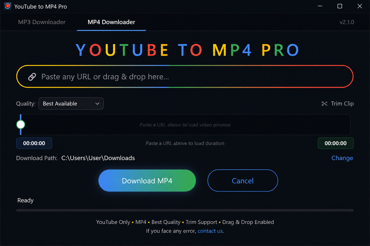 YTMP3 Pro MP4 downloader interface